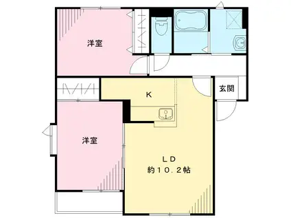 サンガーデン花水木C(2LDK/2階)の間取り写真