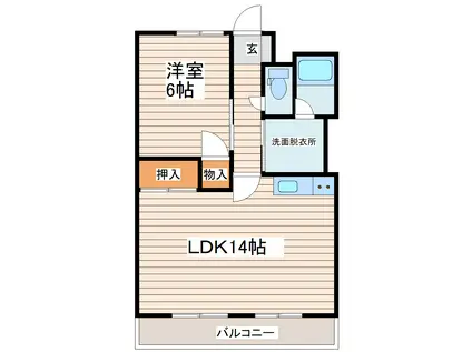 メゾンドール貴富称(1LDK/2階)の間取り写真