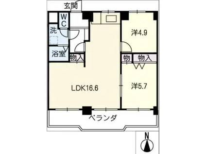 グレース川名(2LDK/5階)の間取り写真