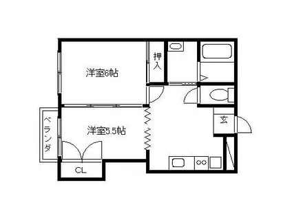 ライフM(2DK/3階)の間取り写真
