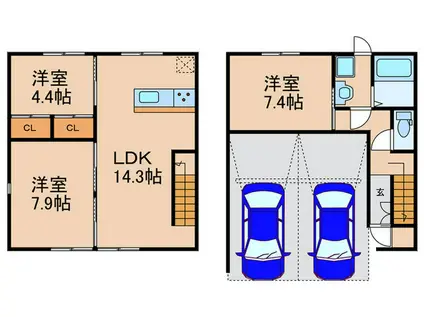 セラヴィ粕屋II(3LDK/1階)の間取り写真
