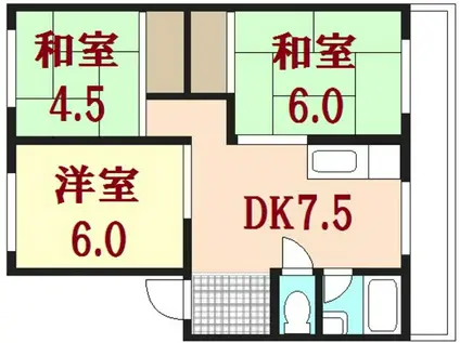 御堂マンション(3DK/4階)の間取り写真