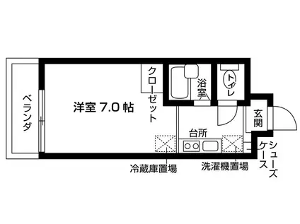 アルス・ヤマナガ(ワンルーム/2階)の間取り写真
