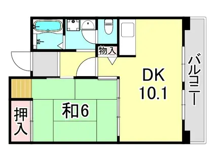 UR 浜甲子園さくら街14(1DK/4階)の間取り写真