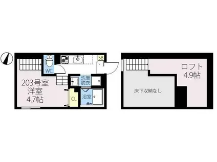 THE RITZ RIPARIAN(ワンルーム/2階)の間取り写真