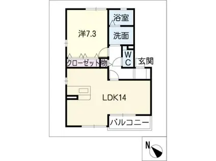 サンハイツVI B棟(1LDK/1階)の間取り写真