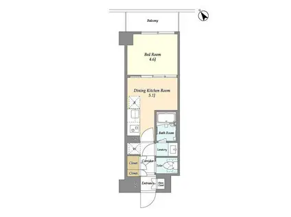 KDXレジデンス西調布(1DK/4階)の間取り写真