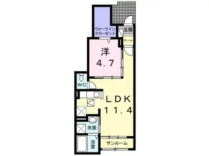 ルーベル柞原 II(1LDK/1階)の間取り写真