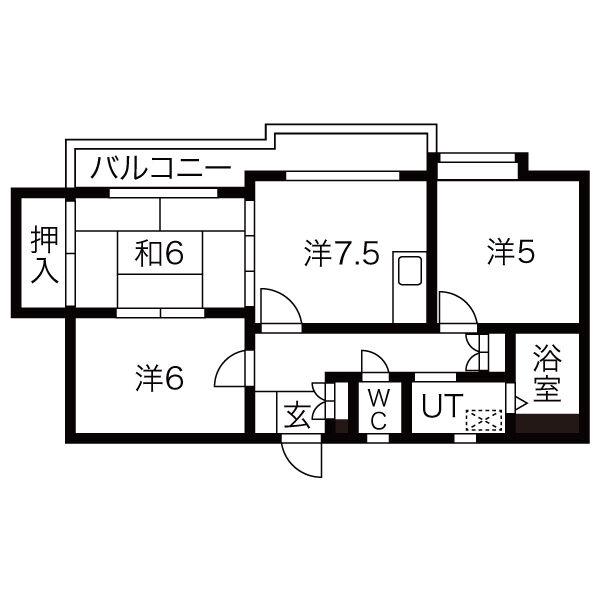 ヴィラ白壁(3DK/2階)の間取り写真