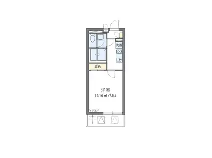 クレイノ清都III(1K/2階)の間取り写真