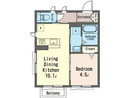 グリシーヌ(1LDK/2階)の間取り写真
