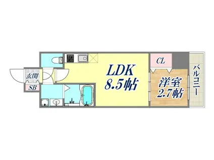 LIVIAZ KOBE LAMER(1LDK/8階)の間取り写真