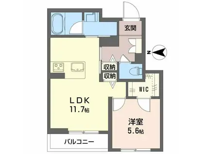 シャーメゾン フェリーチェ 一部子育てグリーン(1LDK/2階)の間取り写真