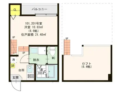 ミッシェルプレイス(1K/1階)の間取り写真