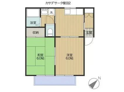 カサデサーク榎田B棟(2DK/2階)の間取り写真