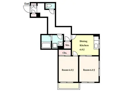 パリセード・メサ(2DK/1階)の間取り写真