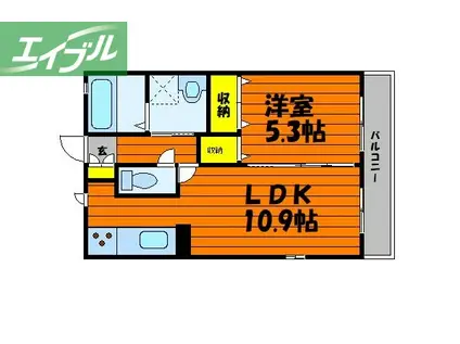 ツインヴィレッジ高崎I(1LDK/2階)の間取り写真