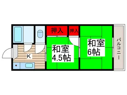 富士喜ハウス(2K/2階)の間取り写真