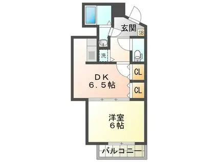 ビュウテラス(1DK/3階)の間取り写真