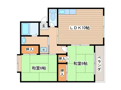レジデンス青葉(2LDK/2階)の間取り写真