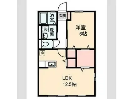 グリーンシード A棟(1LDK/1階)の間取り写真