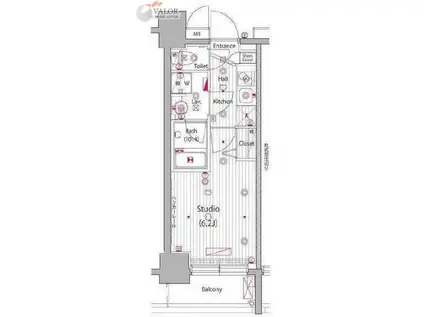 グランド・ガーラ桜木町駅前(1K/7階)の間取り写真