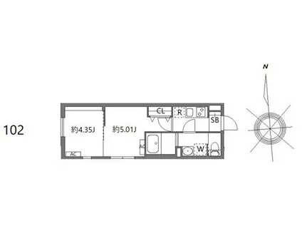 ルオーレ上北沢駅前(1DK/1階)の間取り写真