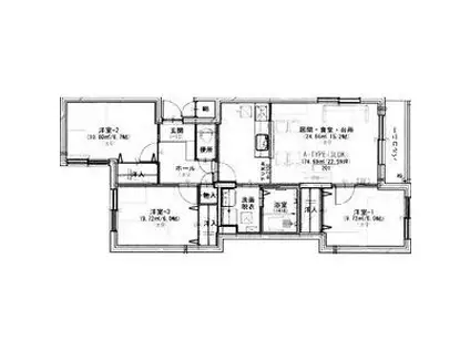サンアイローヤル19(3LDK/1階)の間取り写真