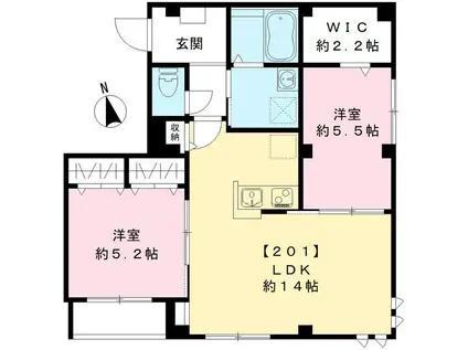 リビエール水神(2LDK/3階)の間取り写真