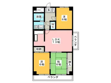 スクエア25(3LDK/4階)の間取り写真