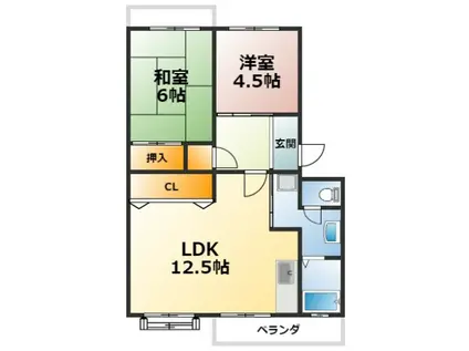 コーポ中根(2LDK/2階)の間取り写真