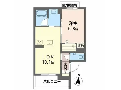 ソラティオ瑞穂通(1LDK/4階)の間取り写真