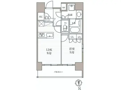 シーズンフラッツ上野稲荷町(1LDK/7階)の間取り写真