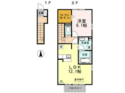 メゾン フュテール(1LDK/2階)の間取り写真