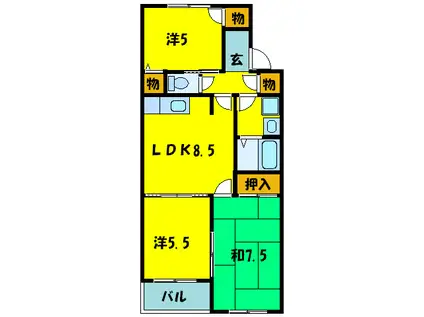 サンモール(3LDK/3階)の間取り写真