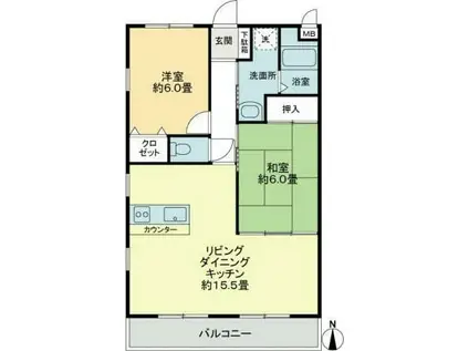 フォブール太田南(2LDK/2階)の間取り写真