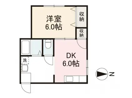 栄光マンション(1DK/2階)の間取り写真