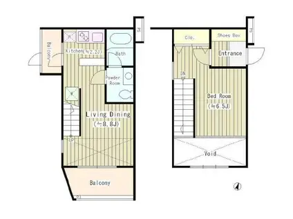 都営三田線 白山駅(東京) 徒歩7分 4階建 築14年(1LDK/2階)の間取り写真