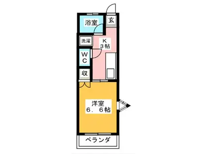 白鳳ハイツ(1K/2階)の間取り写真