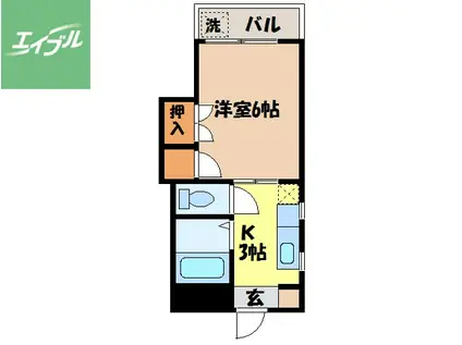 キャッスル東山手(1K/3階)の間取り写真