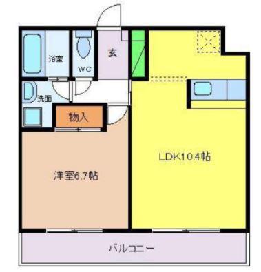 プランドール大手(1LDK/1階)の間取り写真