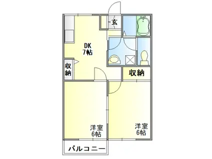 ラッキーコーポ(2DK/1階)の間取り写真