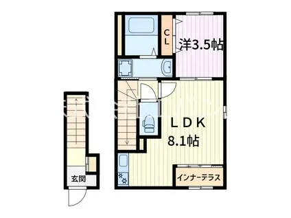 ベスティード(1LDK/2階)の間取り写真