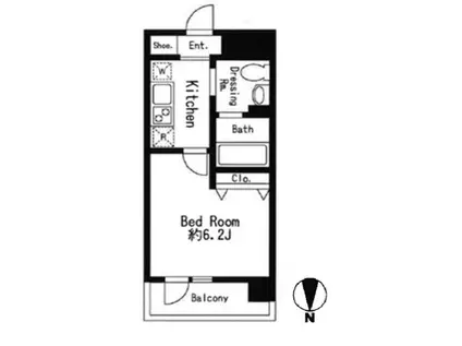 ドゥーエ西大島II(1K/9階)の間取り写真