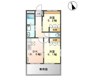 スカイヒルズ光 朝日 2DKH(2DK/1階)の間取り写真