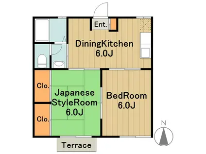 ジュネスエムオー(2DK/2階)の間取り写真