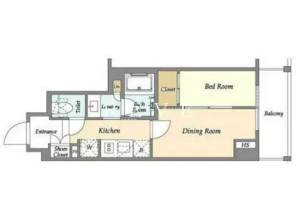 ジオエント山吹神楽坂(1DK/1階)の間取り写真