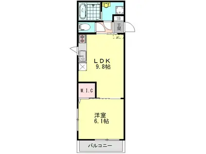 ファーストシャレーII(1LDK/2階)の間取り写真