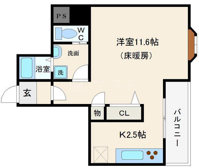 ヴェローナII(1K/2階)の間取り写真