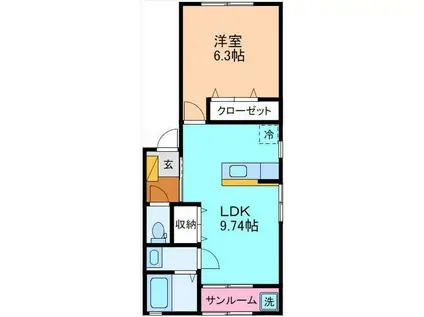 サンヒルズ高尾台(1LDK/1階)の間取り写真